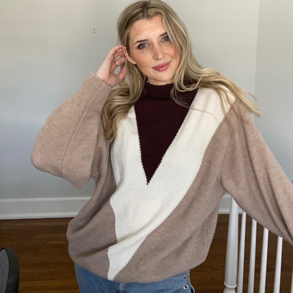 Oversized Sweater Comfy Drop Shoulder Brown nude